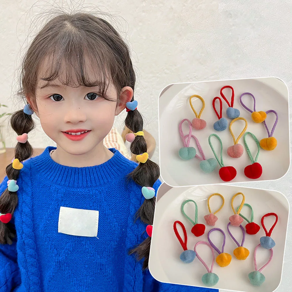 

10PCS Children's Cartoon Geometric Animal Rainbow Elastic Baby Hair Tie Fashion Cute Girl Ponytail Head Rope Hair Accessories