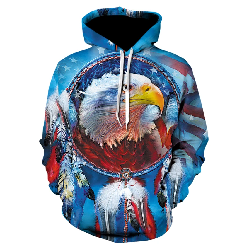 

Men Individuality Design Flying Eagle 3D Print Hoodie Fashion Men's and Women's Sports Street Wear Harajuku hoodies 2022