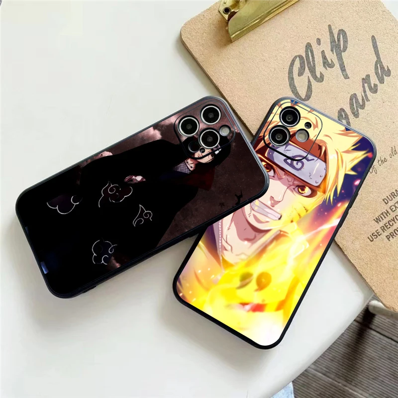 

Japanese NARUTO Anime Phone Case For Funda iPhone 11 12 13 Pro Max 12 13 Mini X XR XS Max 6 6s 7 8 Plus Celular Black Soft Etui