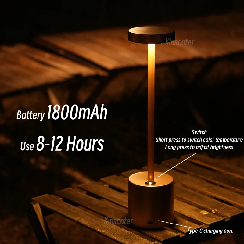 

Waterproof LED Desk Lamp Touch Dimming Metal Table Lamps for Bar Living Room Reading Camping Light Aluminum Alloy Rechargeable