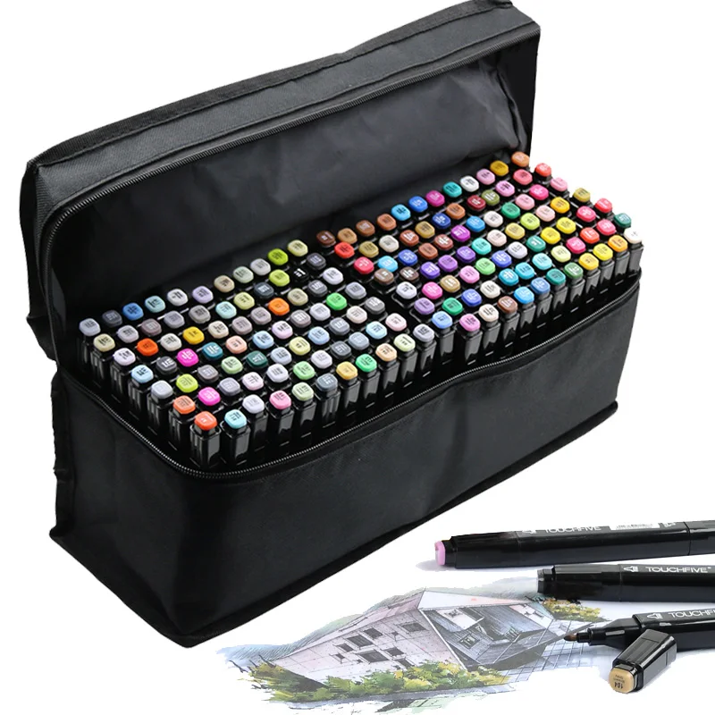 TOUCHFIVE 24/30/40/60/80 Colors Dual Headed Art Markers Set Alcohol Based Markers Drawing Pen Manga Sketch Marker Design Pens