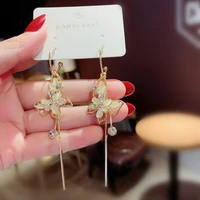 advanced opal butterfly long super fairy versatile fashion earrings for women korean fashion earring birthday party jewelry gift