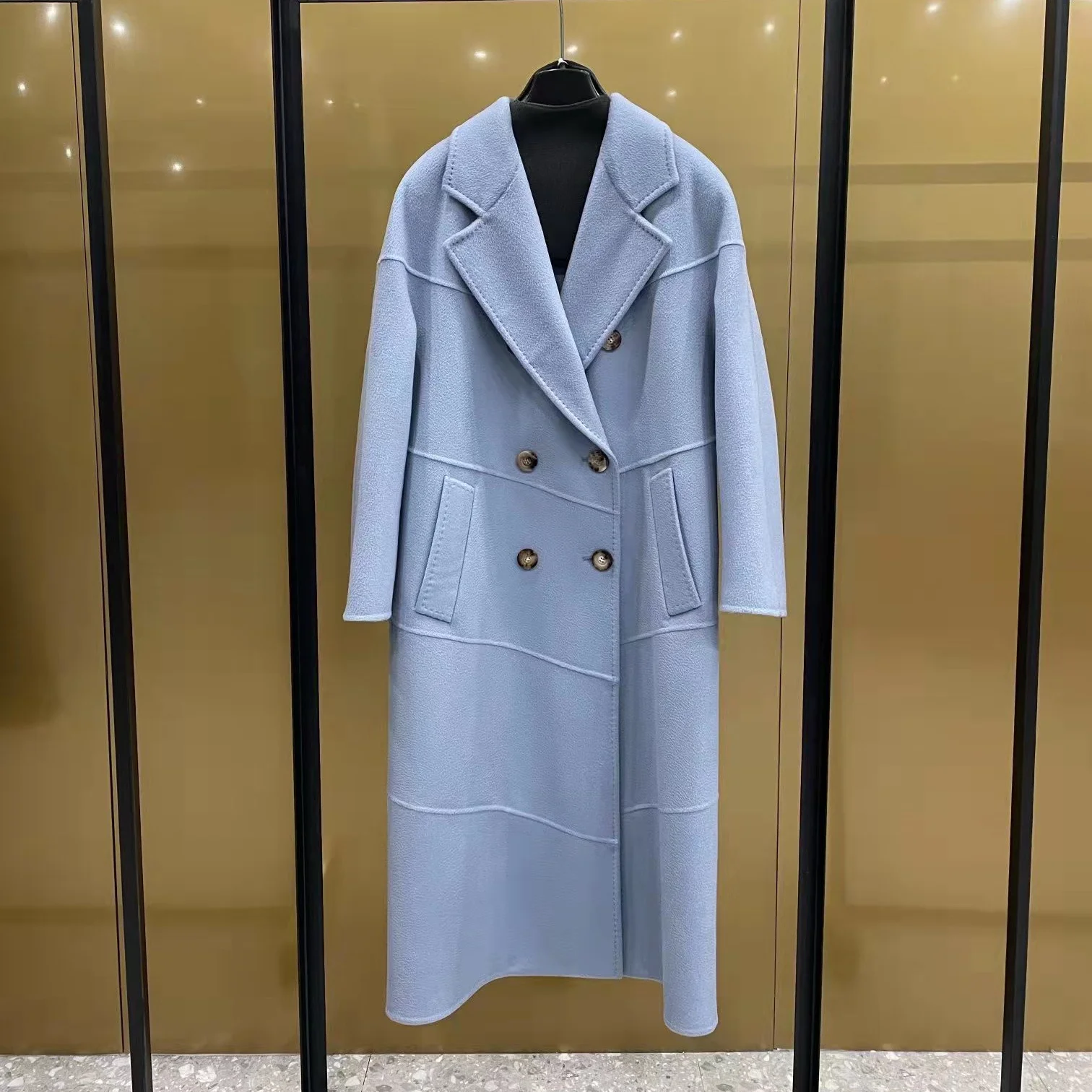 Женское длинное кашемировое пальто