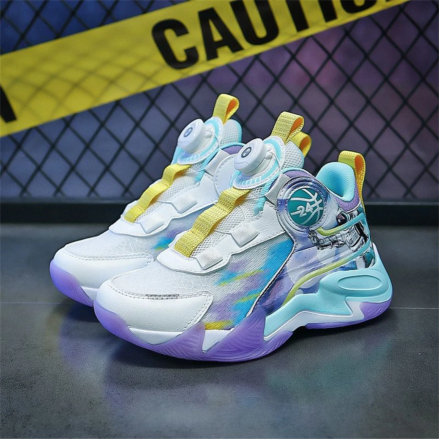 New Arrival Top Quality Kids' Basketball Shoes Students Sport Shoes Brand Jordans Rotary Button Running Shoes Boys Sneakers