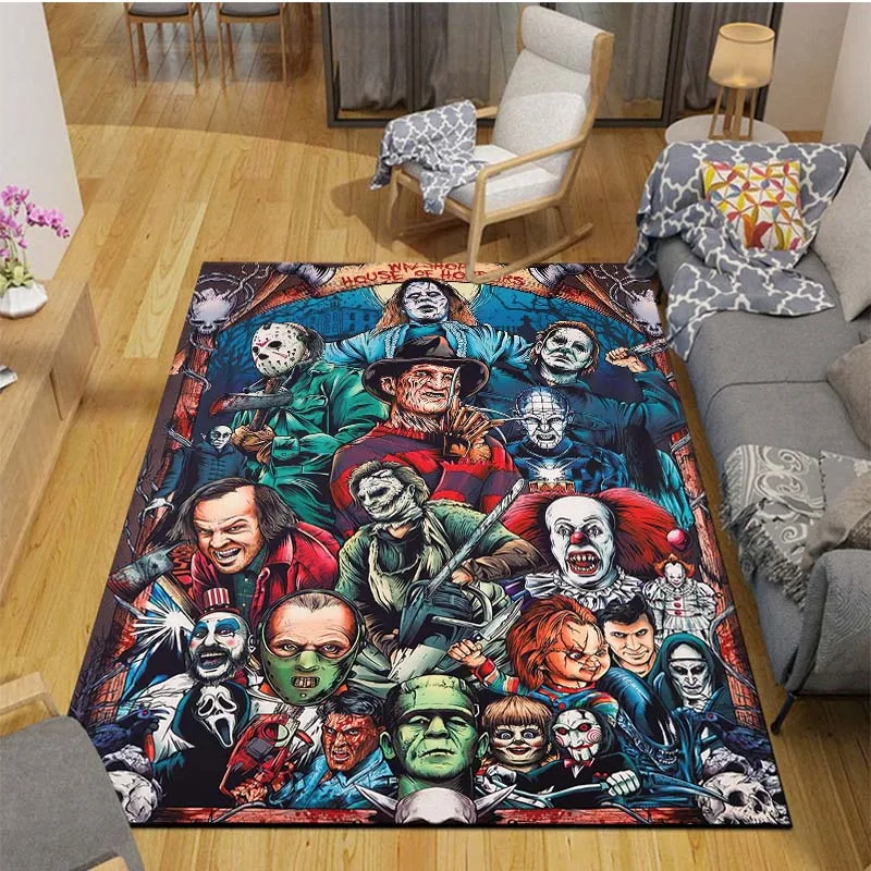 

Halloween Michael Myers Horror Carpet Square Anti-Skid Area Floor Mat 3D Rug Non-slip Mat Dining Room Living Room Bedroom