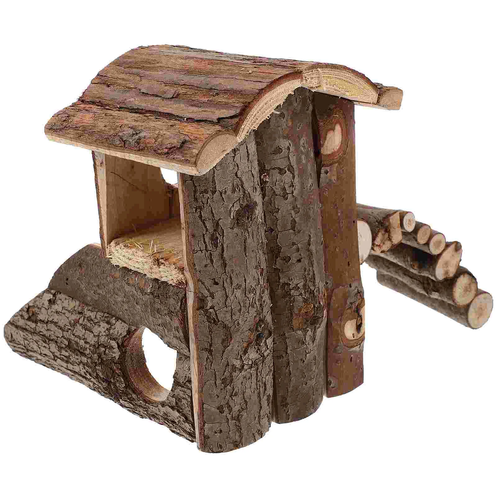 

Hamster Wooden House Rat Toy Cage Toys Hideout Castle Accessories Chinchilla Villa Pet Hut Platform Pets Hamsters Animal Habitat