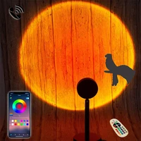 bluetooth sunset lamp usb 16 colors rainbow atmosphere projection night light for home bedroom background decoration tiktok live