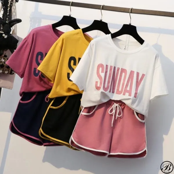 

bebedi 여성용 선데이 반팔 트레이닝세트