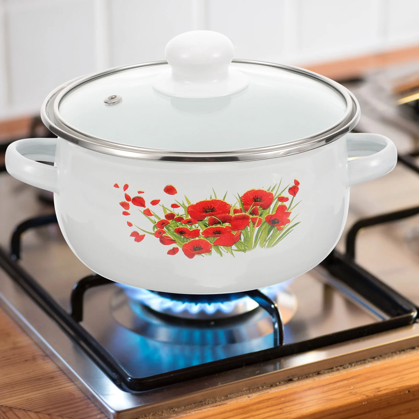 

3 Pcs Enamel Sauce Pan Handle Vintage Cooking Pot Kitchen Flat Small Pots Pasta