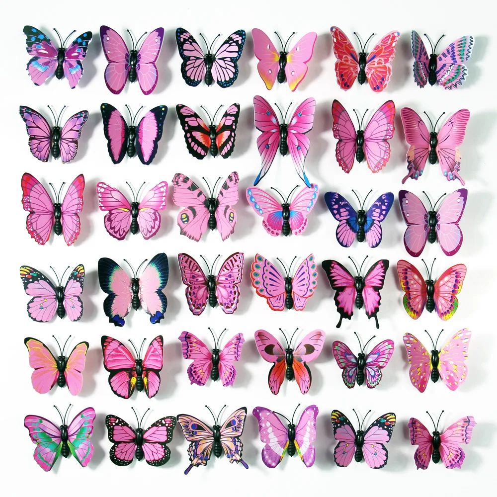 

6CM 500PCS House Decoration Stereo Butterflies Refrigerator Stickers Removable 3D Home Decor Wall Stickers