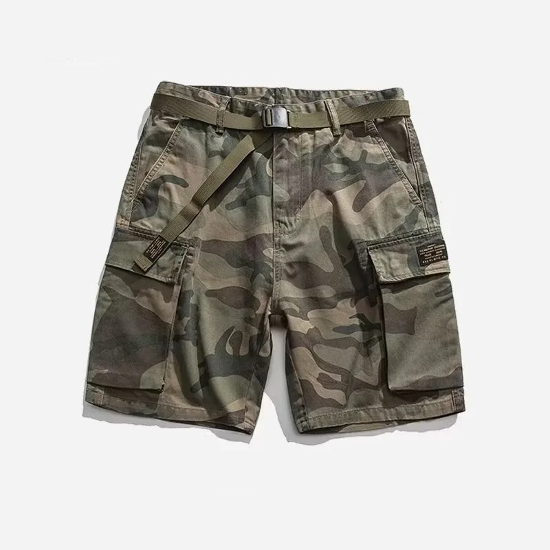 

Мужские шорты-карго с поясом, Хлопковые Бриджи с пятью точками