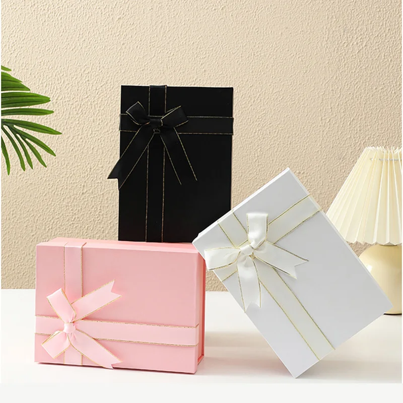 

Картонная подарочная упаковка, складная коробка, черная, белая, розовая, свадебная, ко Дню Святого Валентина, роскошная Складная подарочная упаковочная коробка, товары для праздников