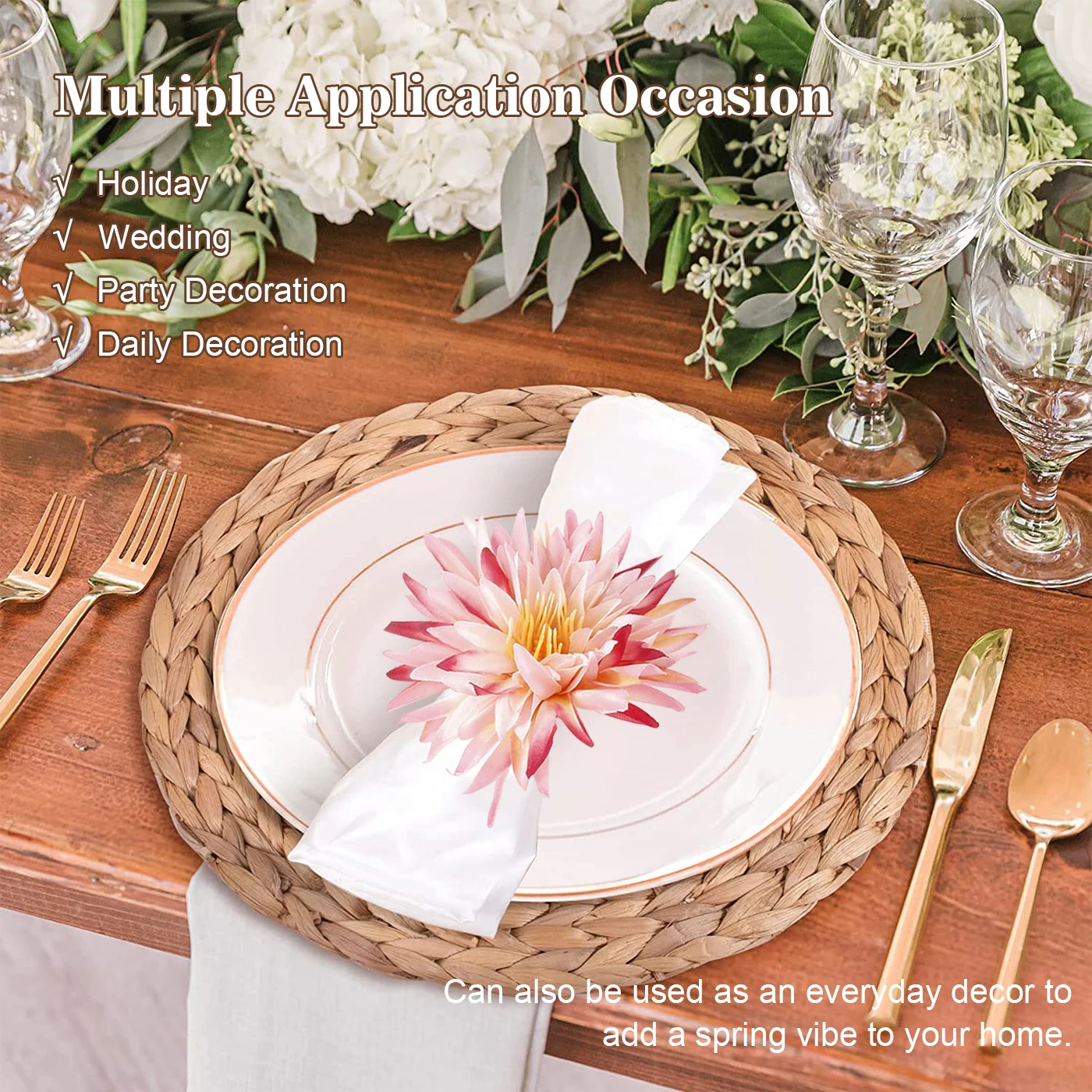 Набор колец для салфеток с искусственными цветами набор из 4 держателей ручной