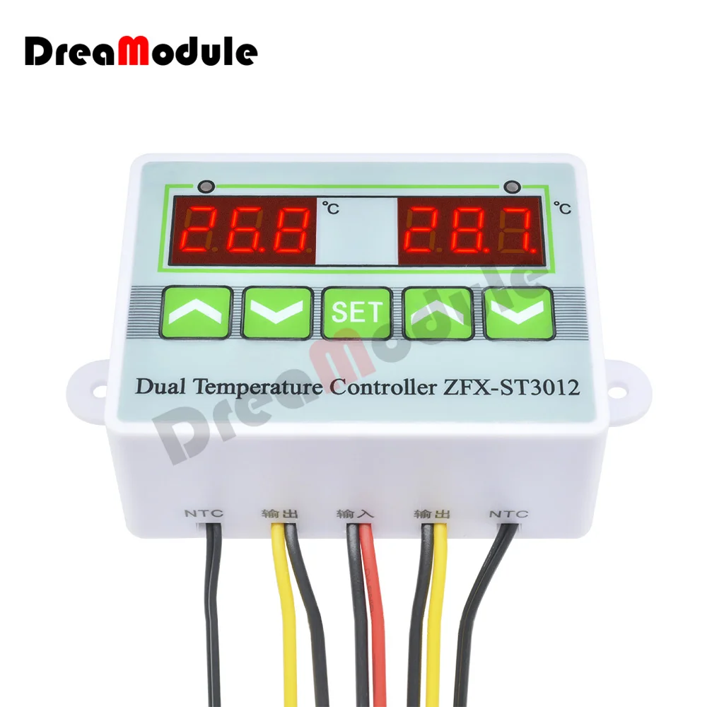 st3012 intelligent temperature controller switch dual temperature control electronic temperature controller 12v relay output free global shipping