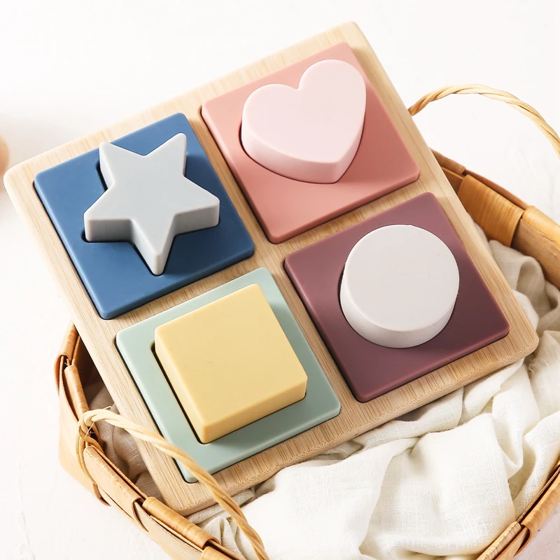 

New Shape Matching Toys Board Montessori 3D Educational Toys Silicone Early Education Cognitive Games For Baby's Learning Gifts