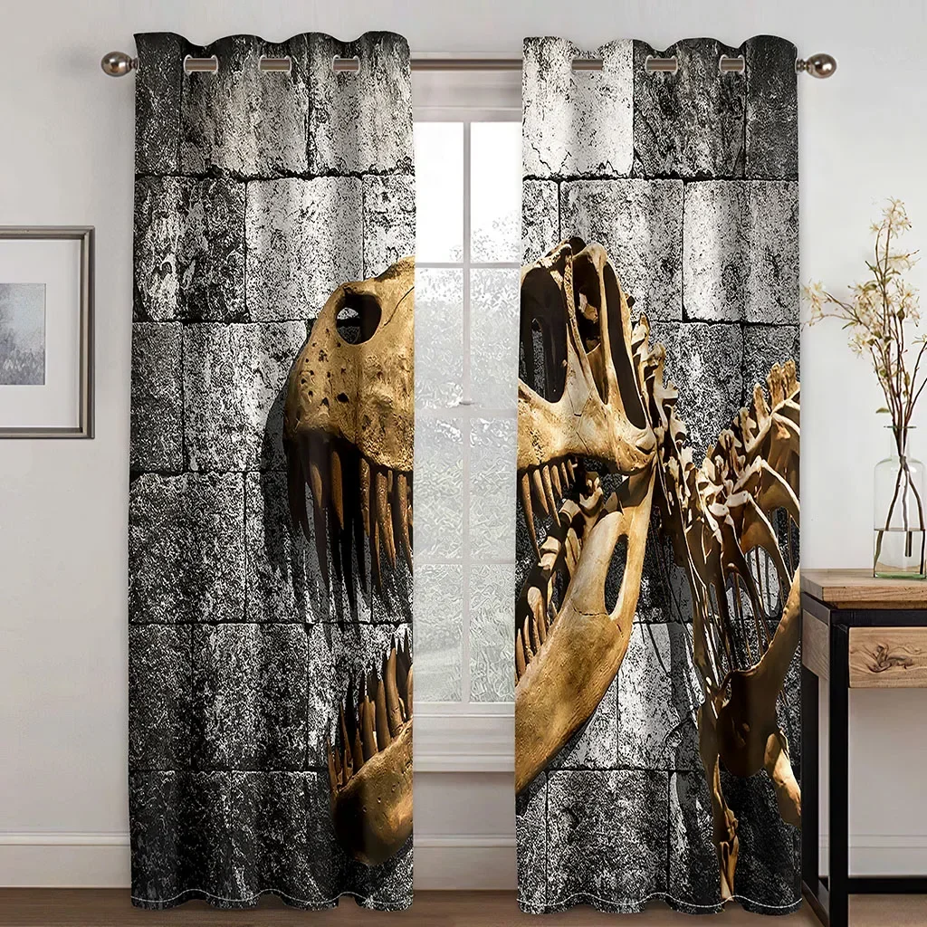 

Ready-made Cheap 3D Print Dinosaur Animal 2 Pieces Free Shipping Thin Curtains for Living Room Bedroom Window Drape Decoration