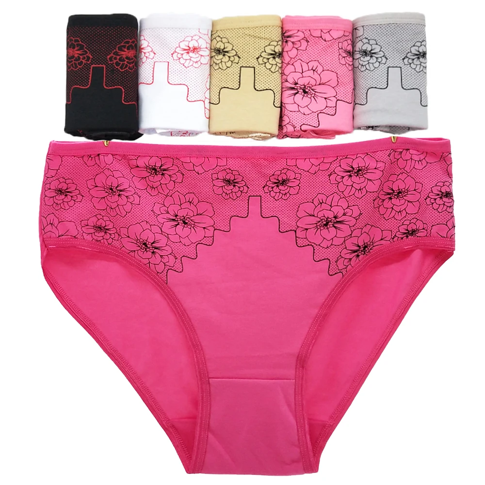 FUNCILAC Women's cotton briefs sexy print panties Fashion breathable lingerie mid-rise women's underwear intimates  6 pcs/lot