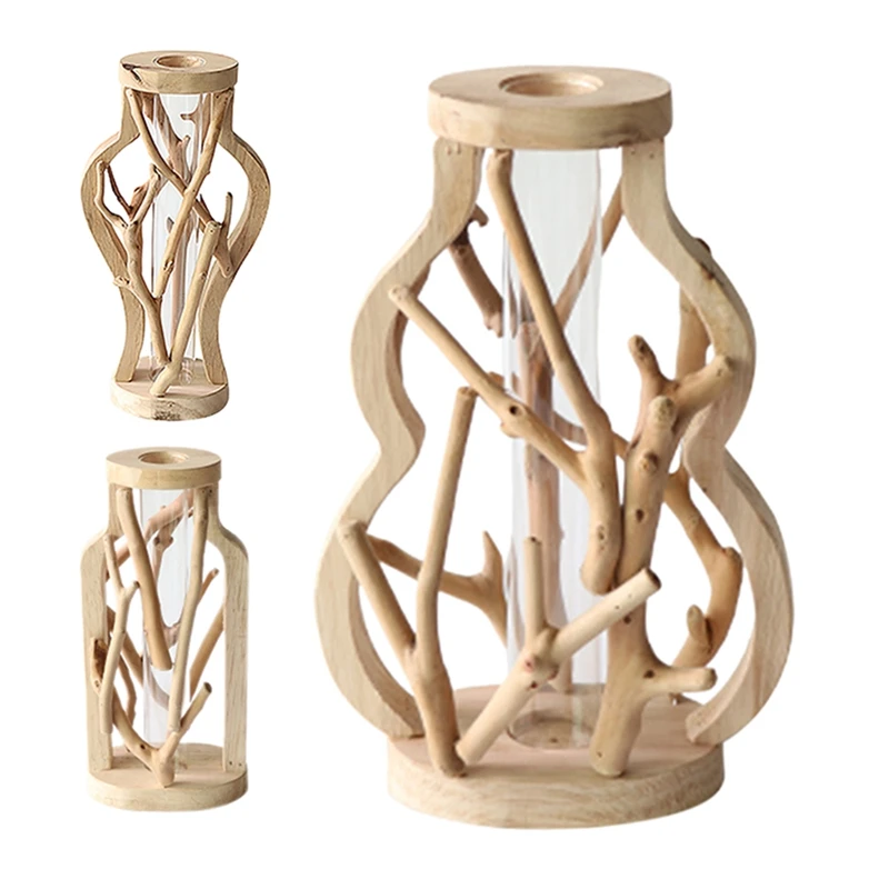 

Деревянная ваза ручной работы, цветочный горшок из цельной древесины для креативного стеклянного цветочного гидропонного контейнера