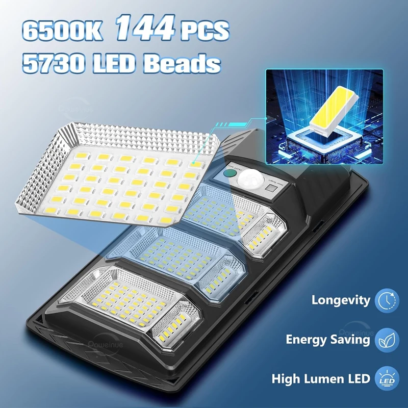 30000LM Супер Яркая Солнечная Лампа С Датчиком Движения Водонепроницаемый