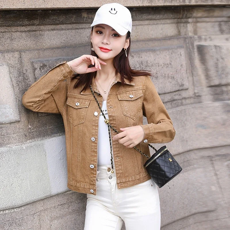 Куртка женская короткая джинсовая в ковбойском стиле винтажный укороченный топ