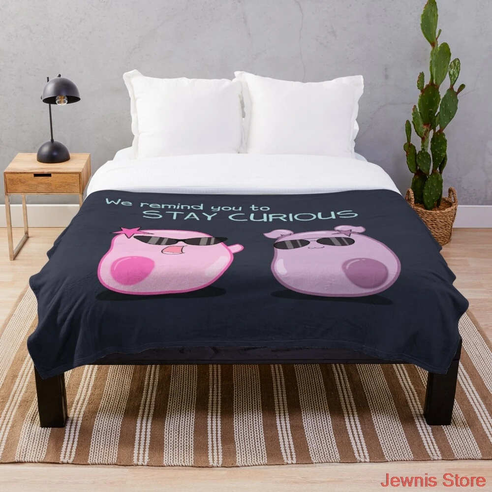 

Одеяло с принтом сестер и Амеба «Оставайтесь любопытными», декоративное одеяло из шерпы на диван-кровать, подарок