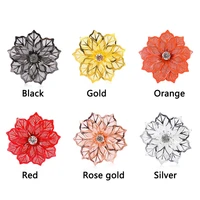 16pcs hollow crystal flower napkin ring kitchen party hotel towel holder christma napkin buckle table decoration kitchen gadget