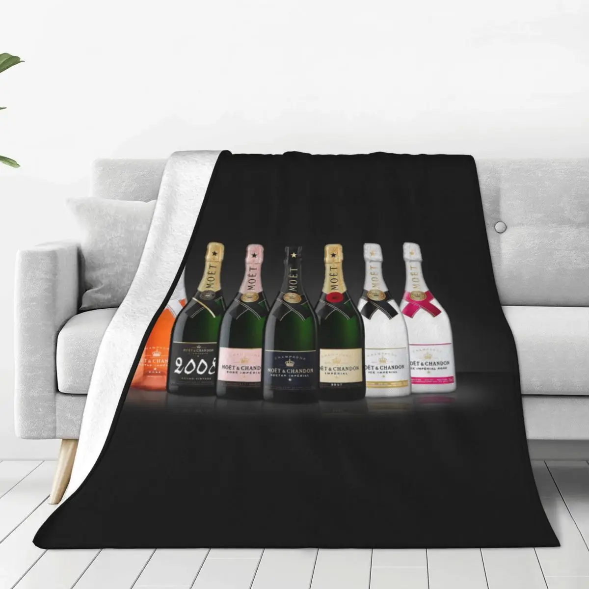 

French Moet & Chandon Blankets Fleece Print Champagne Portable Warm Throw Blankets for Bedding Office Bedspread