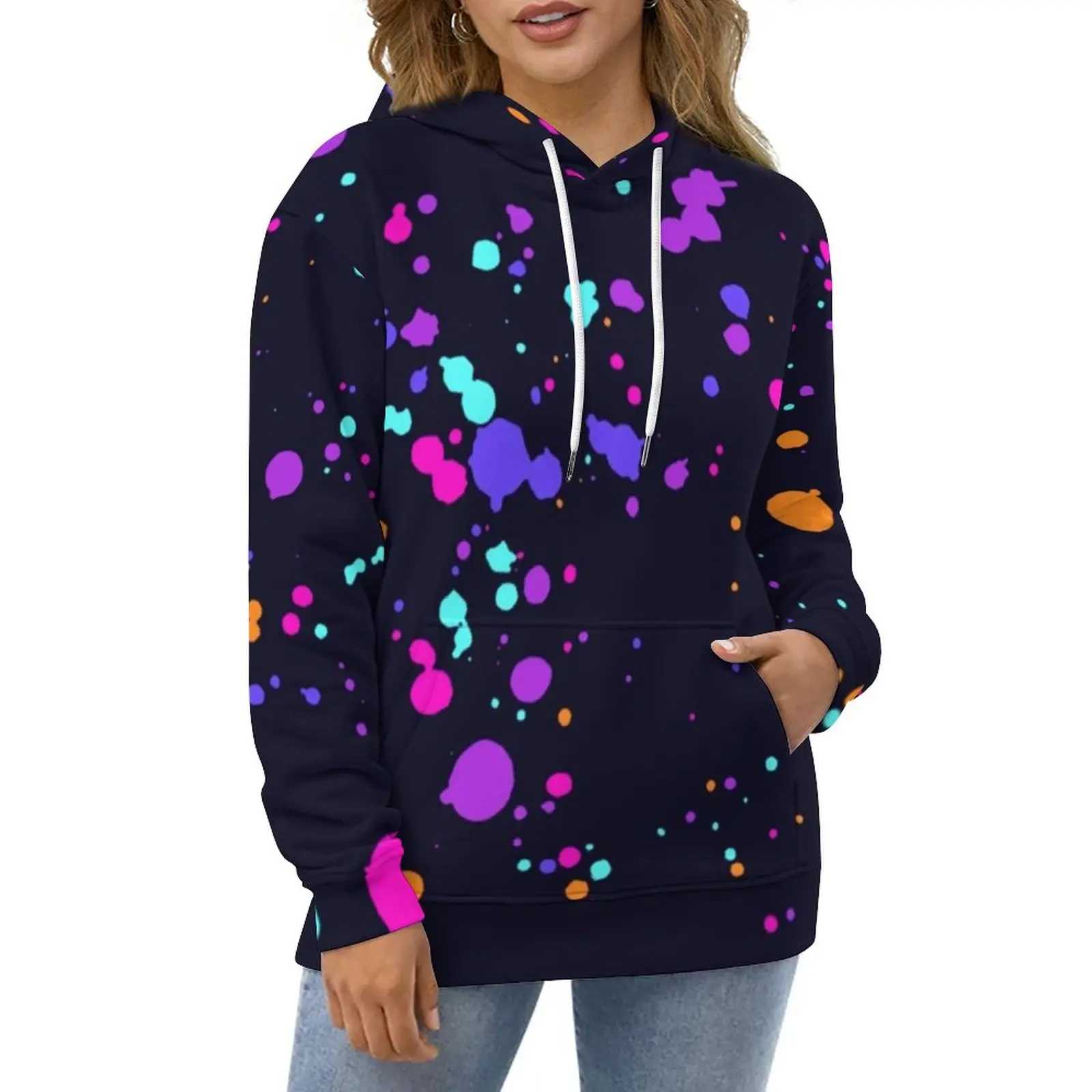 

Colorful Splash Casual Hoodies Trippy Print Aesthetic Printed Loose Hoodie Long-Sleeve Hip Hop Oversize Top Birthday Present