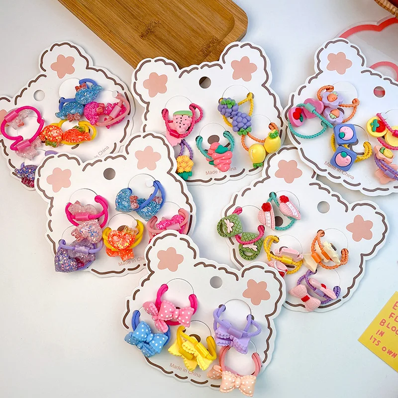 

10PCS New Cartoon Candy Colored Whale Fruit Kids Elastic Hair Bands Cute Children Hair Ties Girls Hair Accessories Baby Headwear