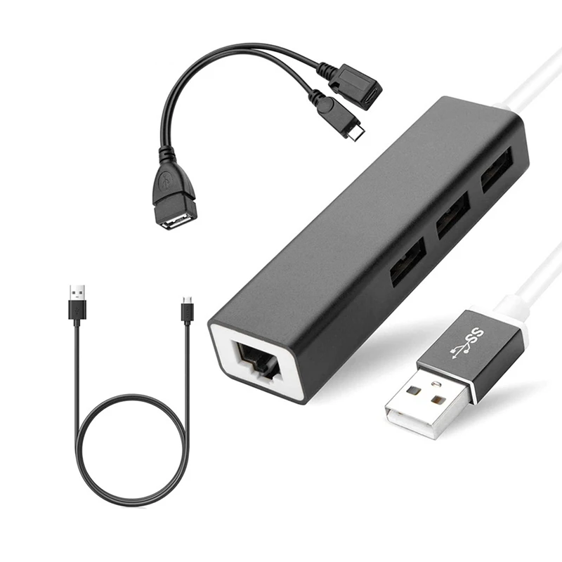 

Адаптер Ethernet 3 usb-хаб LAN + кабель OTG USB Micro-сетевой адаптер для устройства Fire Stick 2-го поколения или Fire TV3