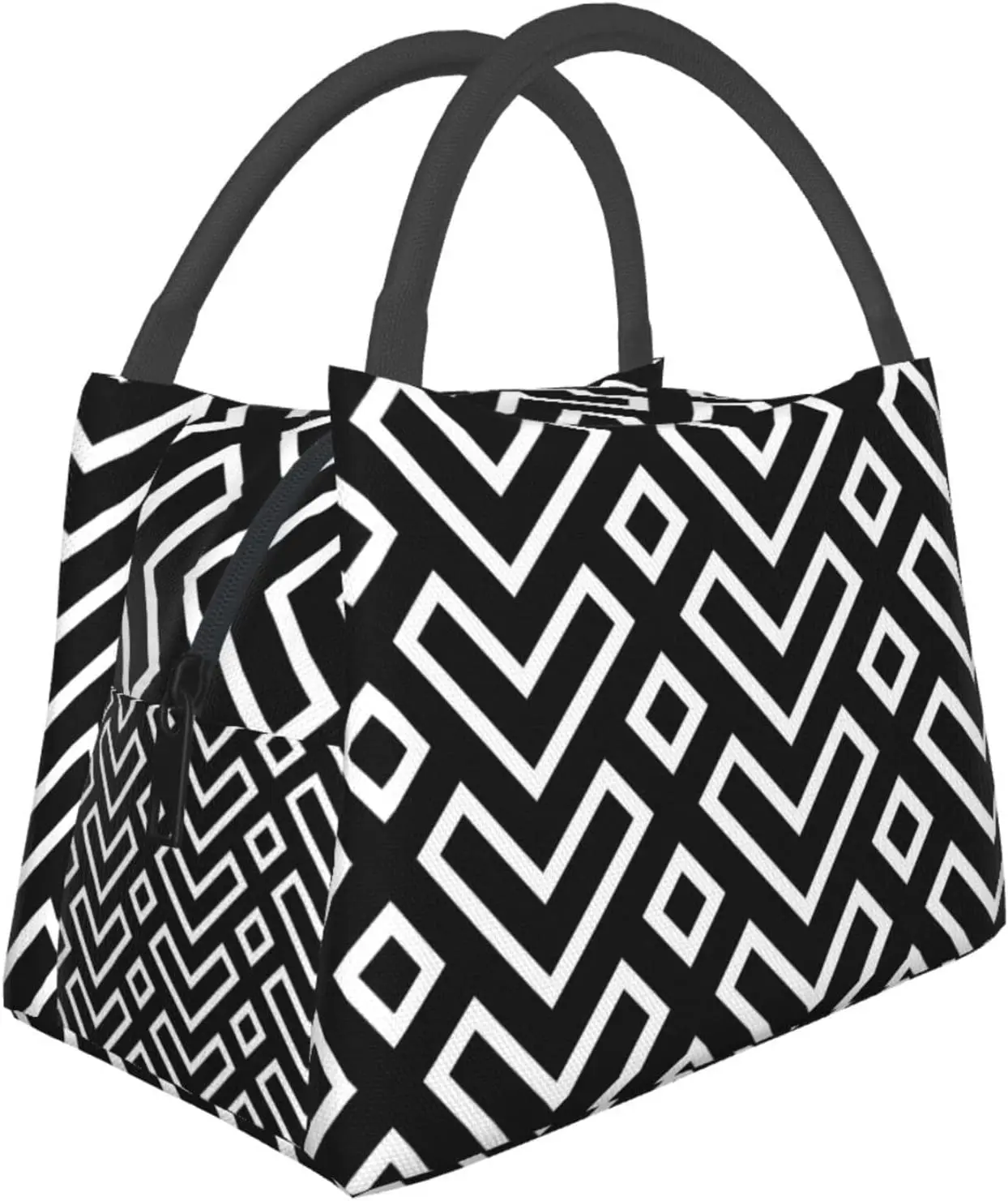 

Black White Arrows Bento Bag Men Women Thermal Lunch Bag Portable Insulated Refrigerated Tote Bags for Travel Picnic School Work