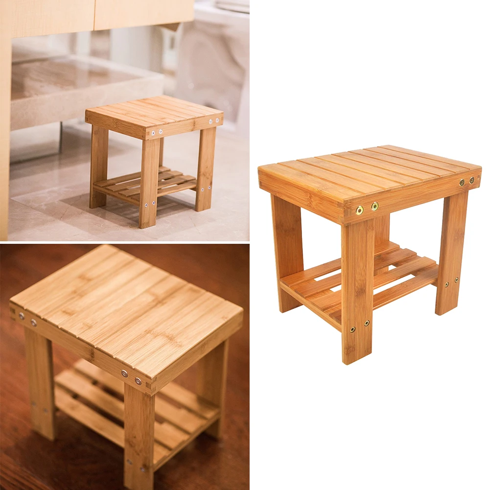 

Removable Bamboo Shoe Bench Square Stool Lightweight Hallway Sofa Tea Table Chair Wood Color Living Room Accessories
