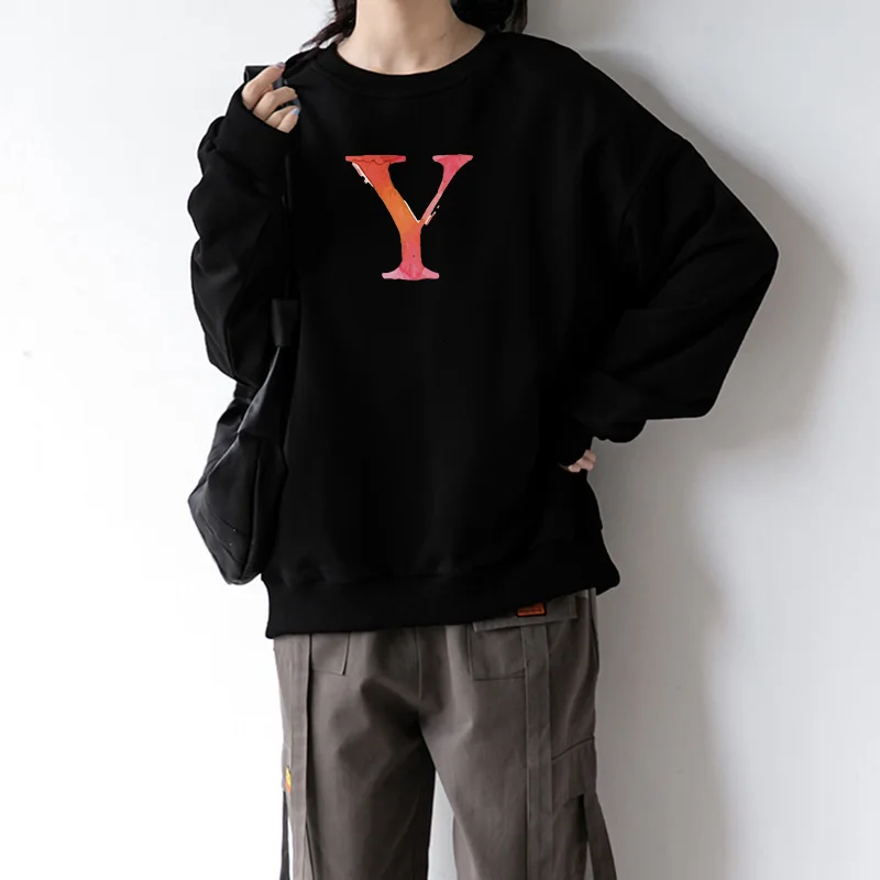 

Женский пуловер с буквенным принтом Vermilion, Модный свитшот в стиле Харадзюку, Женская свободная одежда с круглым вырезом, одежда с длинным ру...