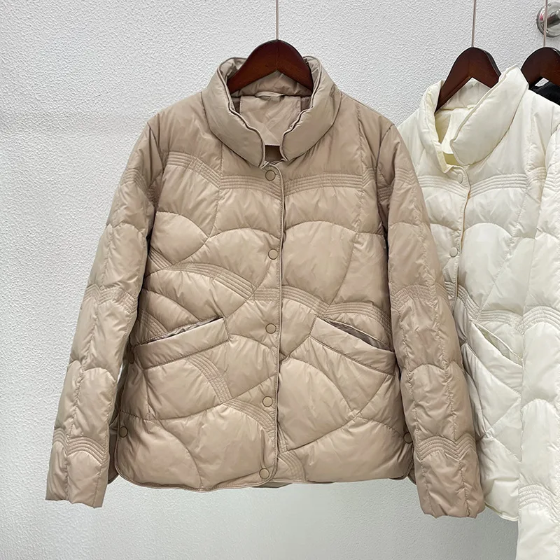 Oversized 3XL 4XL Women Autumn/Winter Jackets 2023 New Female Fashion Stand Collar Ultra Lightweight White Duck Down Coat