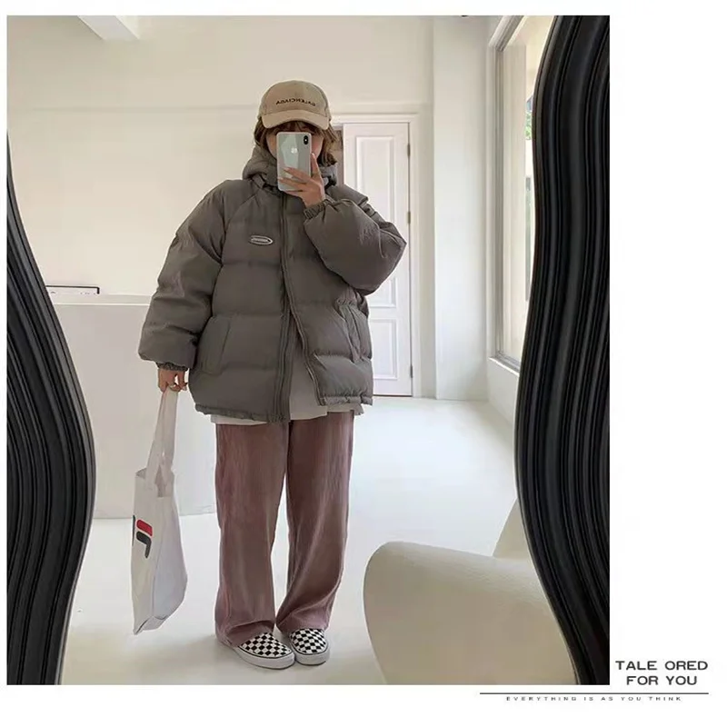 Hooded  Down Jacket Woman Winter 2023 Demi-season Quilted Coat Parka Oversize Plush Ski Suit Zipper Casual Shirts and Blouses