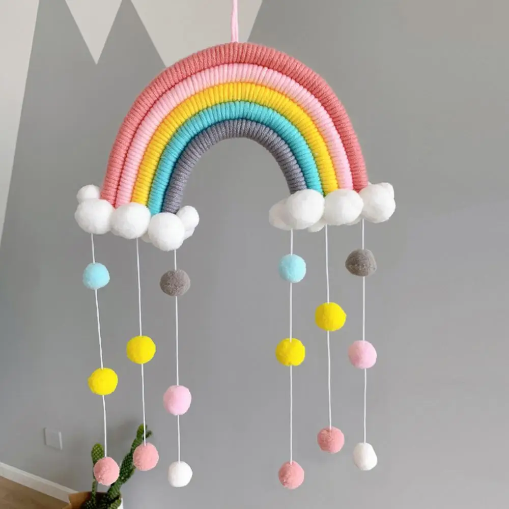 

Hanging Woven Rainbow Ball Pendant Kids Room Ornament Balcony Home Wall Decor