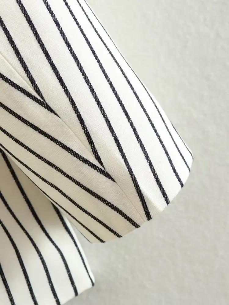 Jenny&Dave Fashion Casual Jacket British Ladies Vintage Boyfriend Stripe Blazer Women