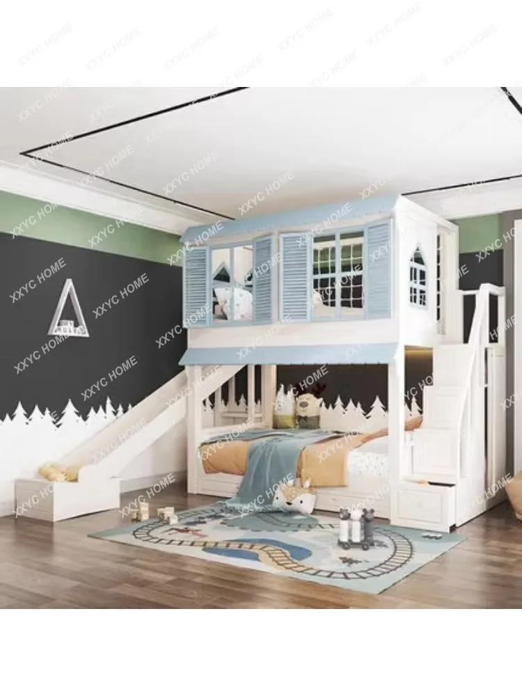 Двухслойная деревянная двухъярусная кровать для детей девочек Верхняя и нижняя