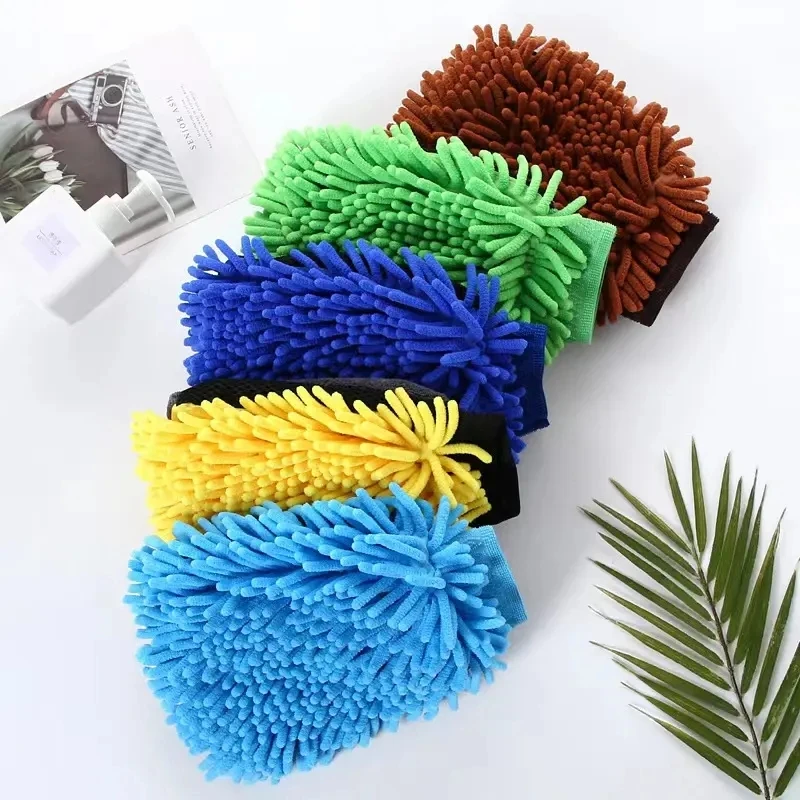 

Car 2 in 1 Ultrafine Fiber Chenille Microfiber Car Wash Glove Mitt Soft Mesh Backing Scratch For Auto Wash And Cleaning