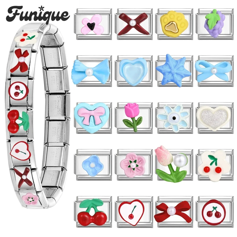 Y2k Шарм Розовый Лук Любовь Тюльпан Роза Орхидея Итальянские Шарм-звенья Подходит