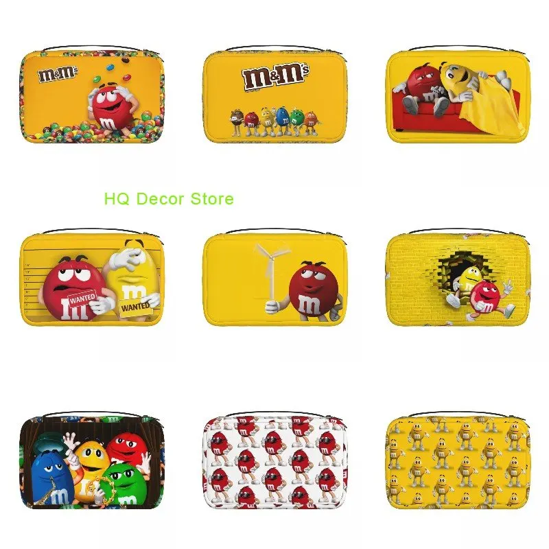 

Оригинальная красная косметичка M & M's с шоколадными эмотиконами, Мультяшные конфеты, косметический Органайзер, женский косметический Орган...