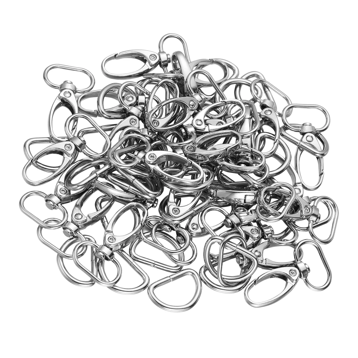 

VORCOOL 30pcs 360 Degrees Swivel Trigger Lobster Snap Clasps Hooks with D-rings (Silver)