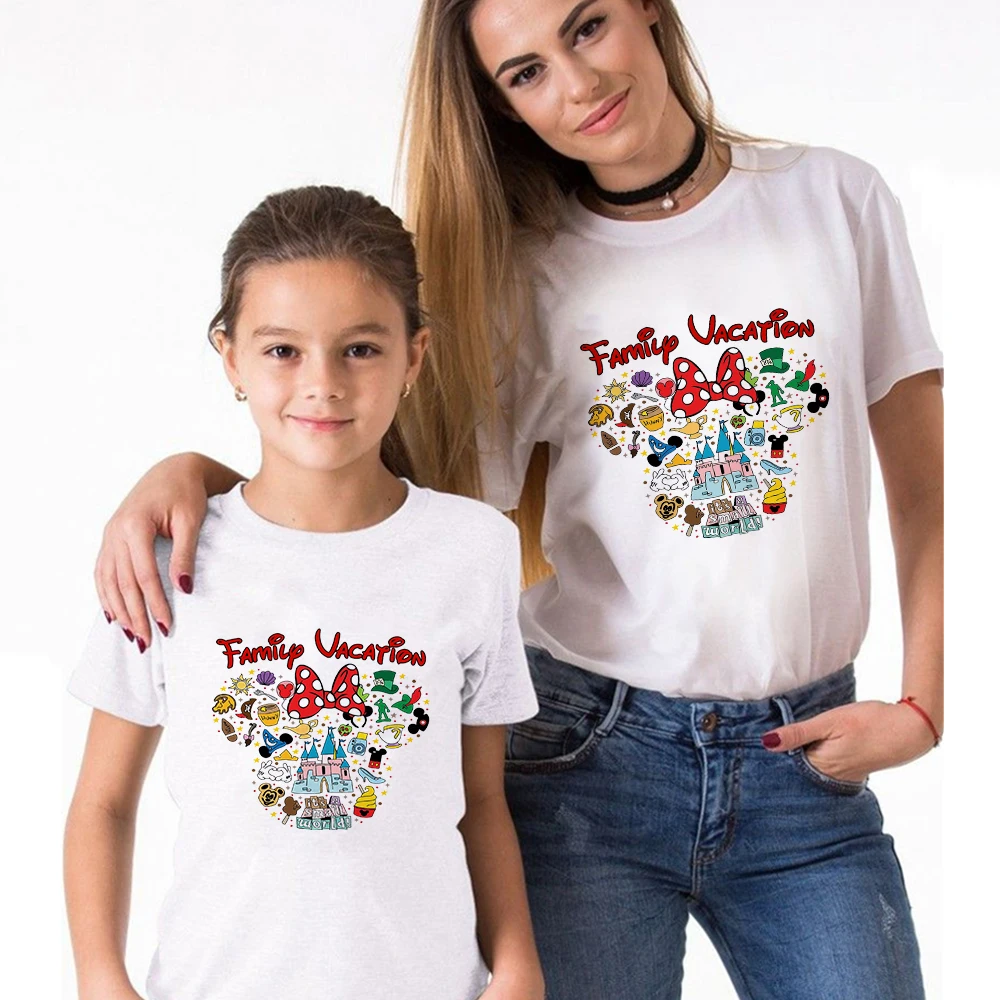 

Disney Family Vacation Minnie Mouse T-shirt Mother and Daughter Matching Clothes Set Fashion Trend Children's Tops Camiseta