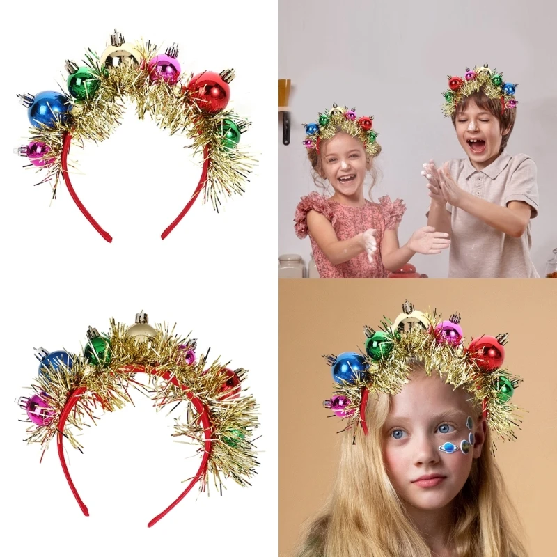 

Bulb&Tinsels Thin Side Headband Colorful Hair Hoop Fashion Children Christmas Party Hairstyle Headwear Lightweight
