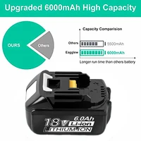newest rechargeable replacement battery for makita 18v 6ah li ion battery 6000mah suitable bl1840 bl1850 bl1860b lxt400 batterij