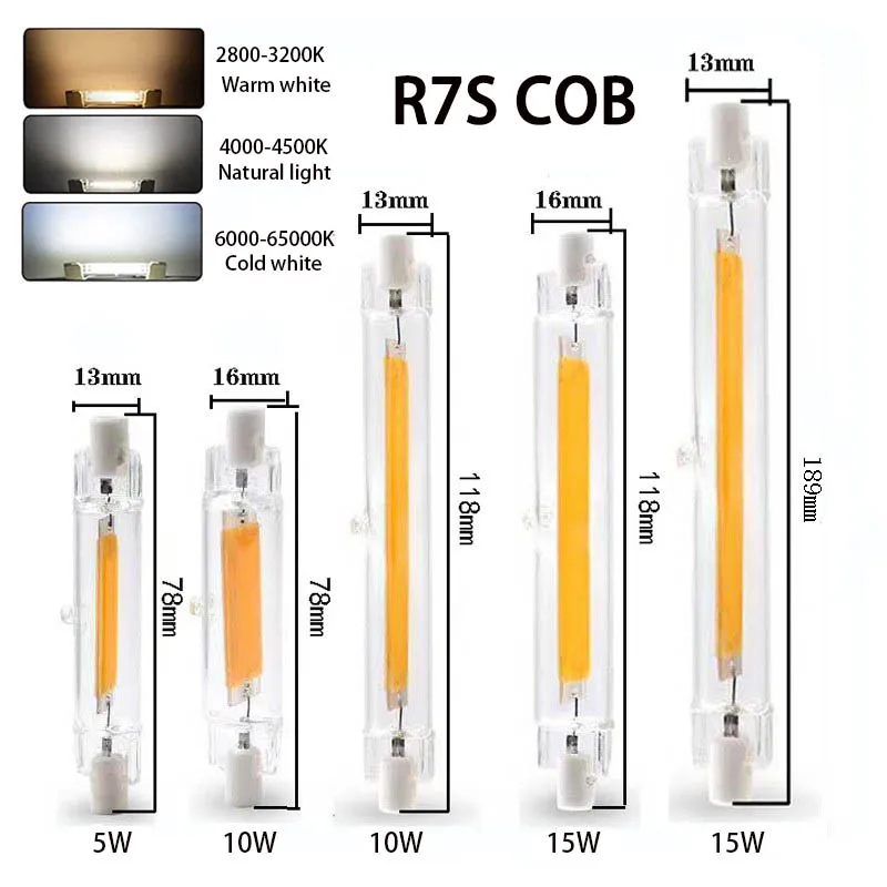 Светодиодсветодиодный горизонтальная лампа R7S COB повышенной яркости 10 Вт 118