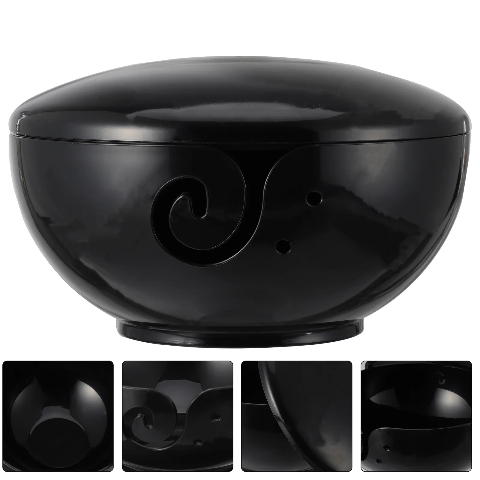 

Plastic Yarn Bowl Black Storage Bowl with Lid Knitting Crochet Accessory