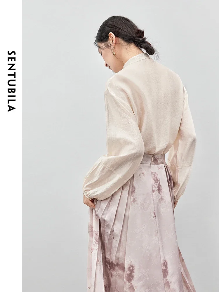 SENTUBILA новая рубашка в китайском стиле с воротником-стойкой для женщин осень 2023