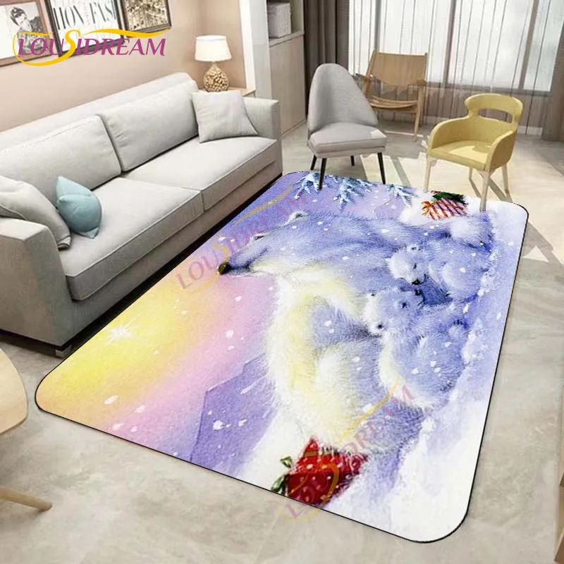 Большой коврик с мультяшными животными коврики белым медведем нескользящий