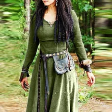 Robe Maxi à manches longues pour femmes, tenue Vintage, style fée, elfe, médiéval, manches longues, Renaissance, celtique, Viking, gothique, vêtements fantaisie, Robe de bal